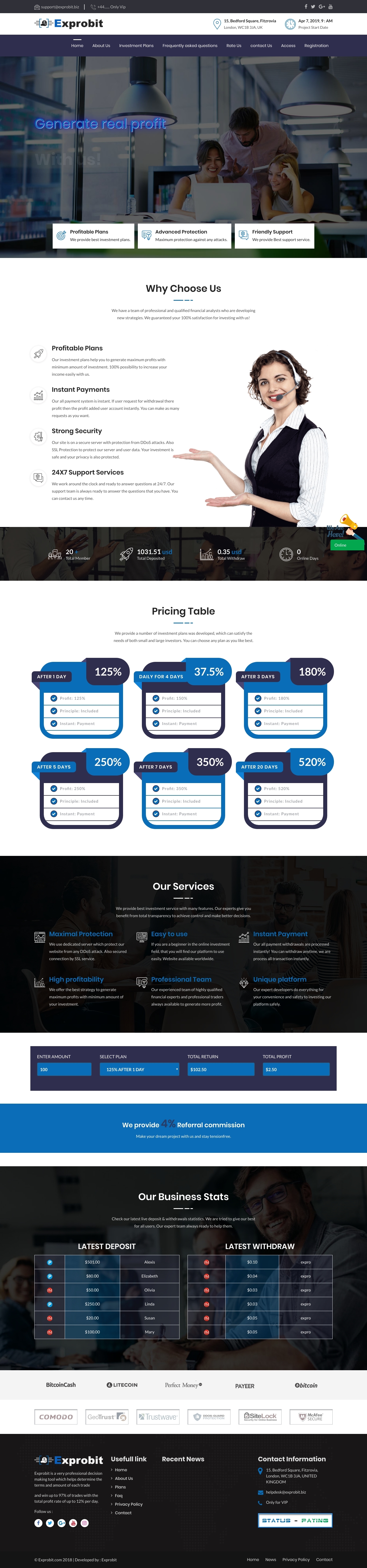 Investment HYIP Exprobit Financial Limited