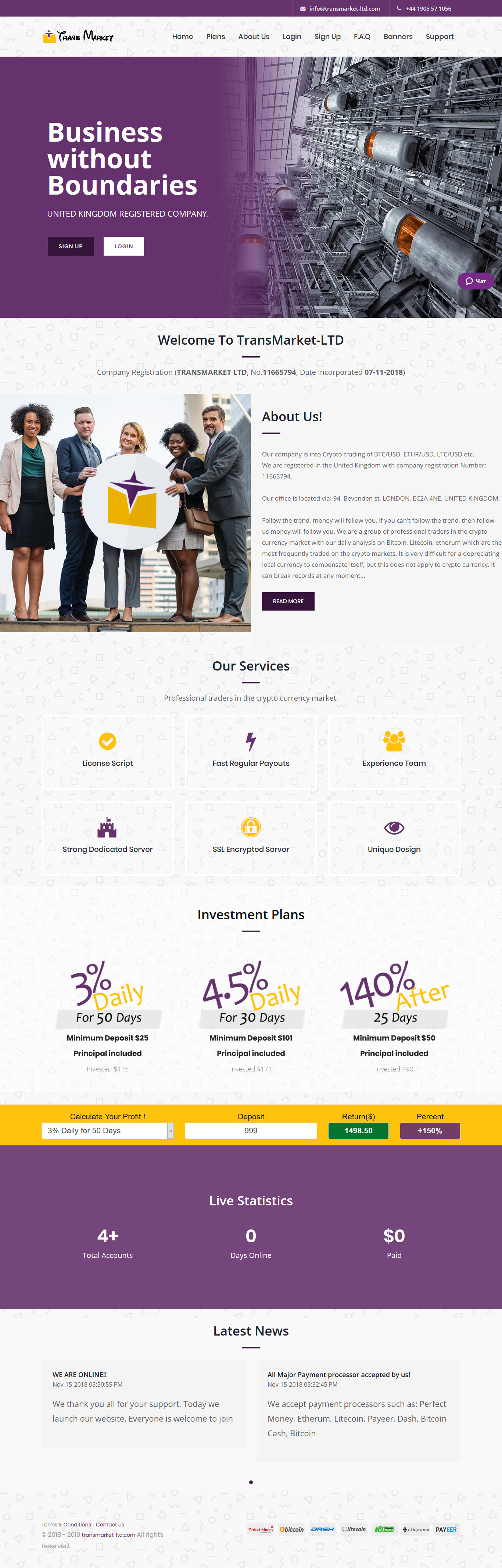 Gaming HYIP project TransMarket