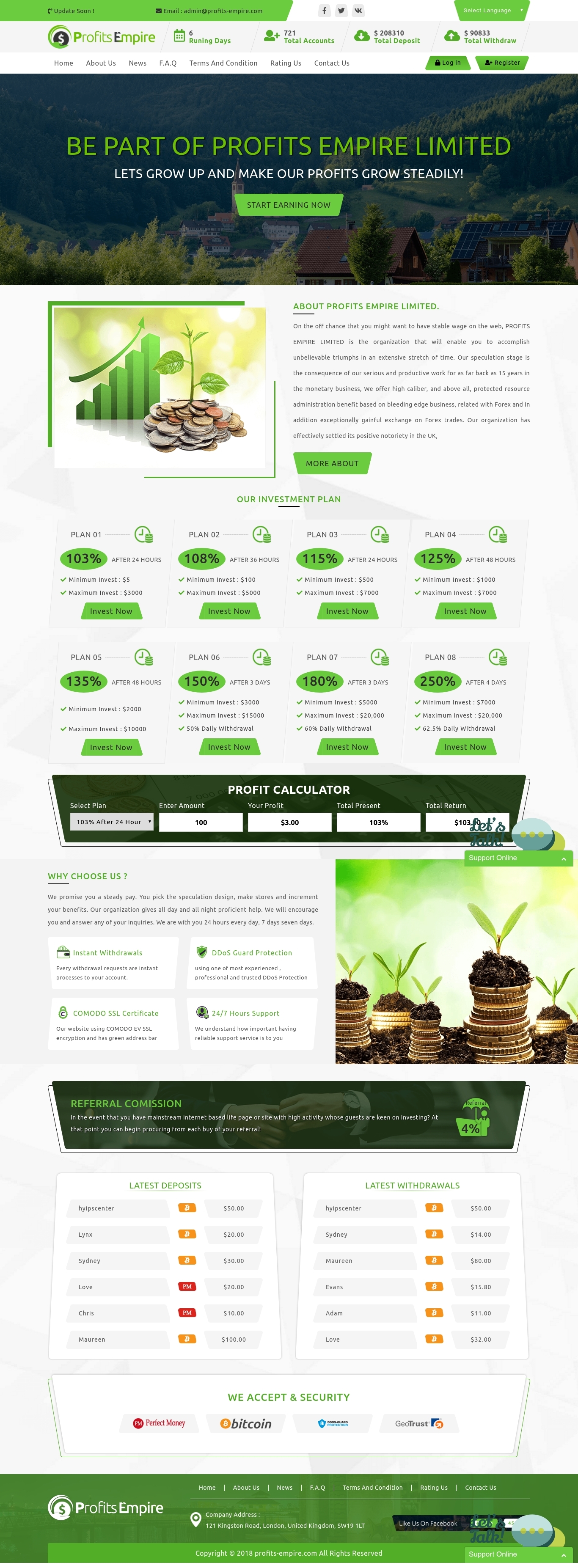 HYIP project PROFITS-EMPIRE