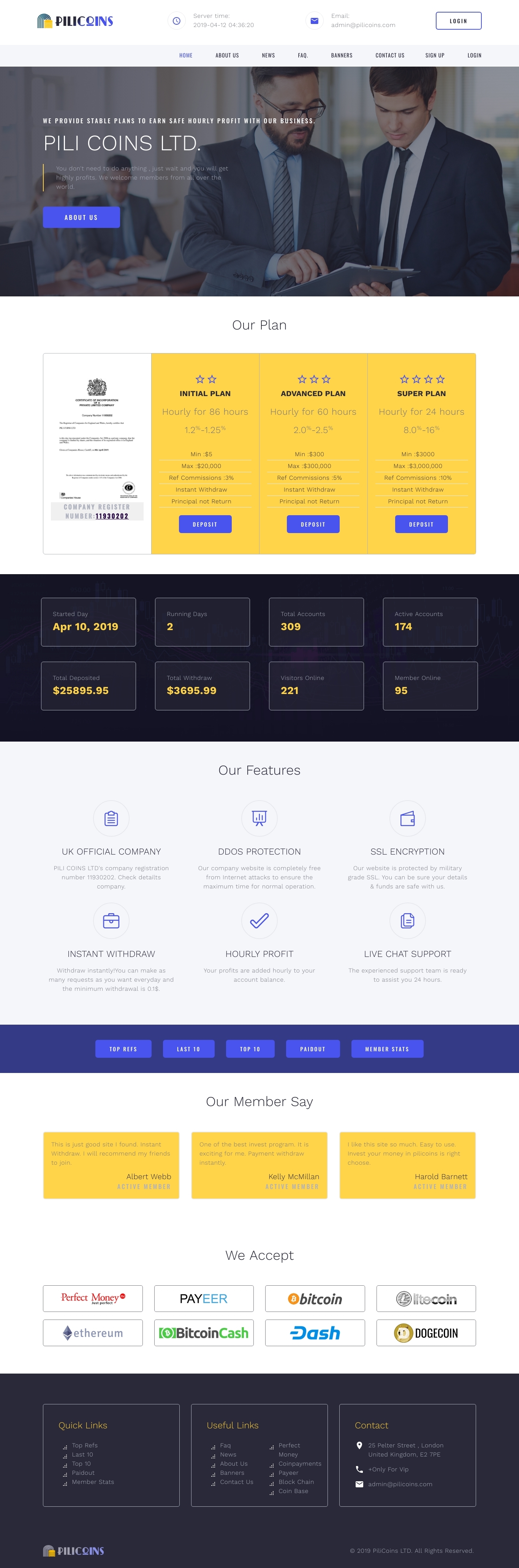 Gaming HYIP project Pili Coins