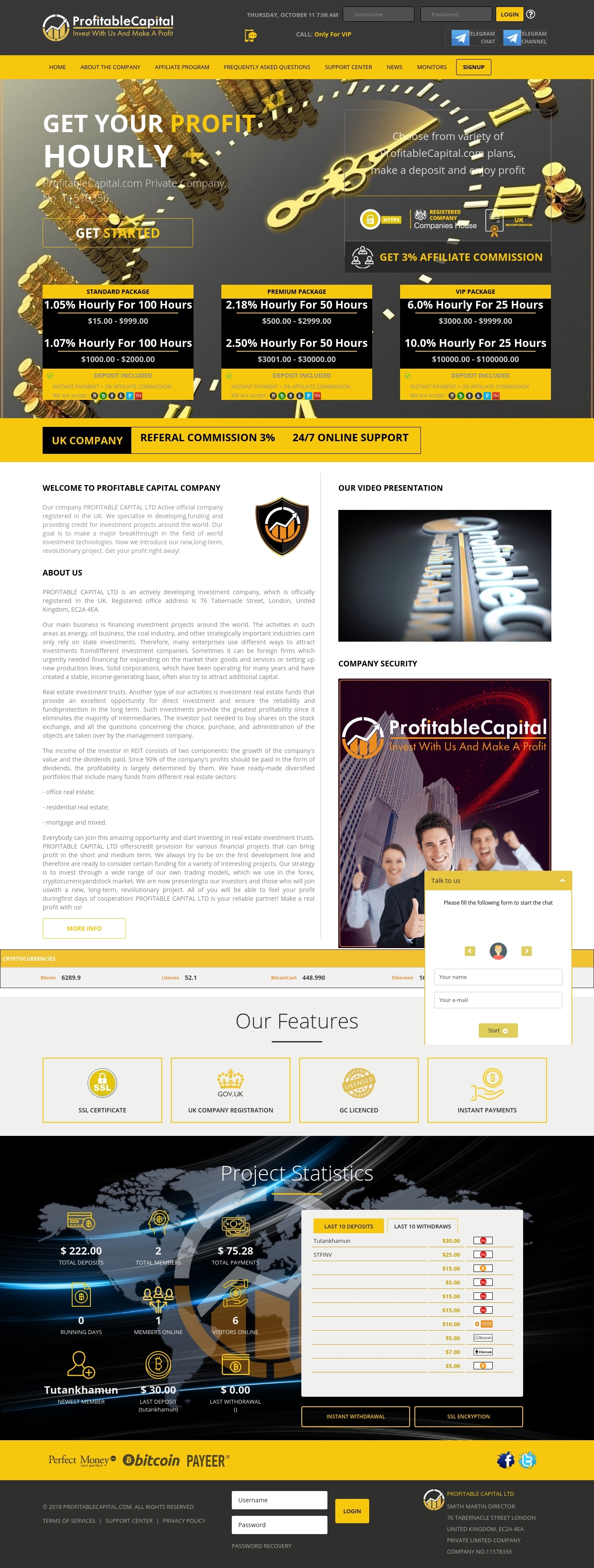 Investment HYIP PROFITABLE CAPITAL LTD